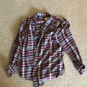 American Eagle red and grey flannel shirt